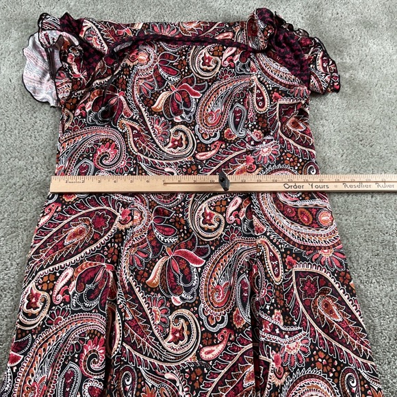 Perceptions‎ New York Paisley Print Midi Dress Ruffle Sleeve Medium - Picture 3 of 5